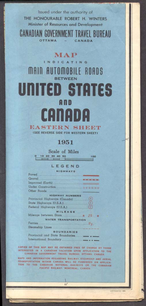 Image for Canadian Government Main Roads between US & Canada Eastern Sheet 1951