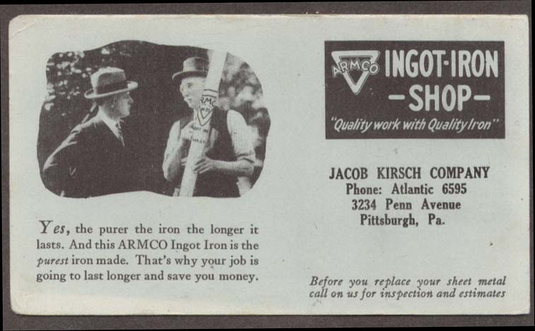 Image for Armco Ingot-Iron Shop Jacob Kirsch Pittsburgh blotter 1920s