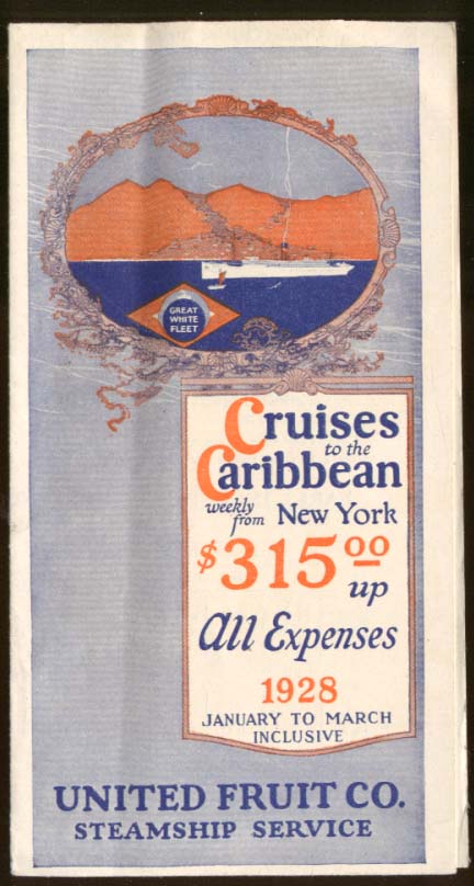 Image for United Fruit Company Cruises to Caribbean folder 1928