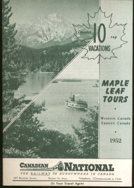 Image for Canadian National Railway Maple Leaf Tours brochure 1952