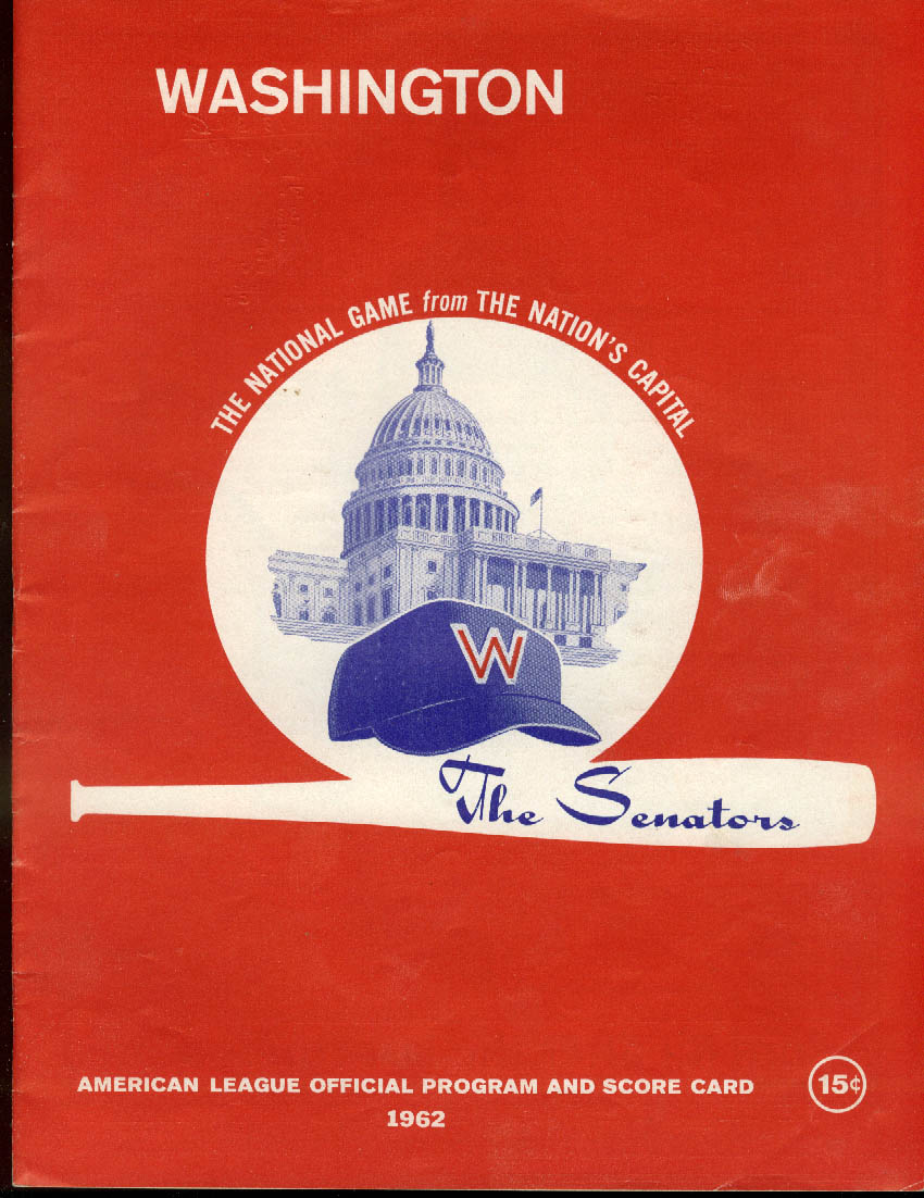 Image for Los Angeles Angels at Washington Senators Baseball Game Program 9/2 1962