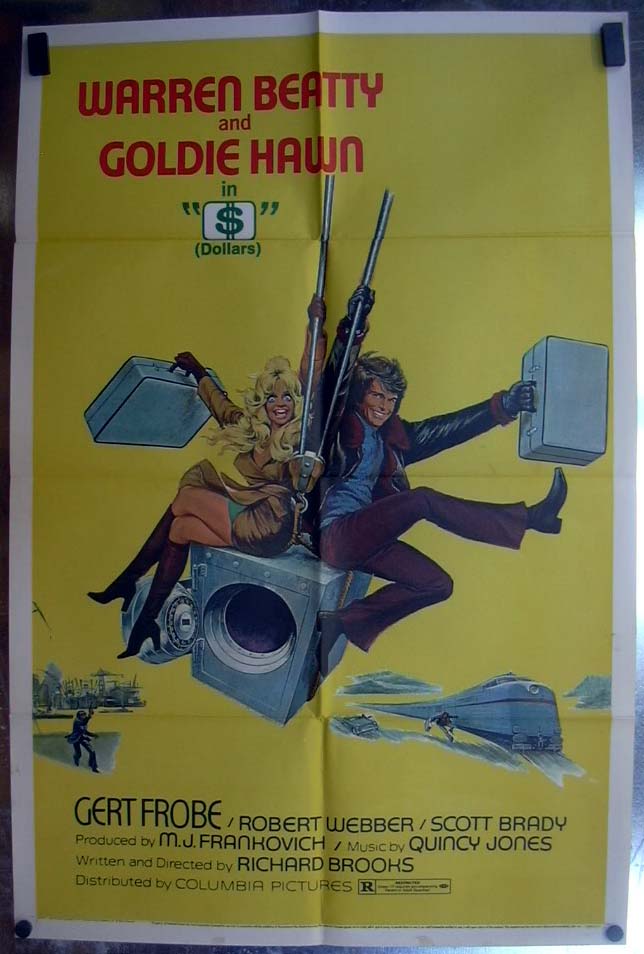 Image for $ (Dollars) 1971 one-sheet movie poster Warren Beatty Goldie Hawn