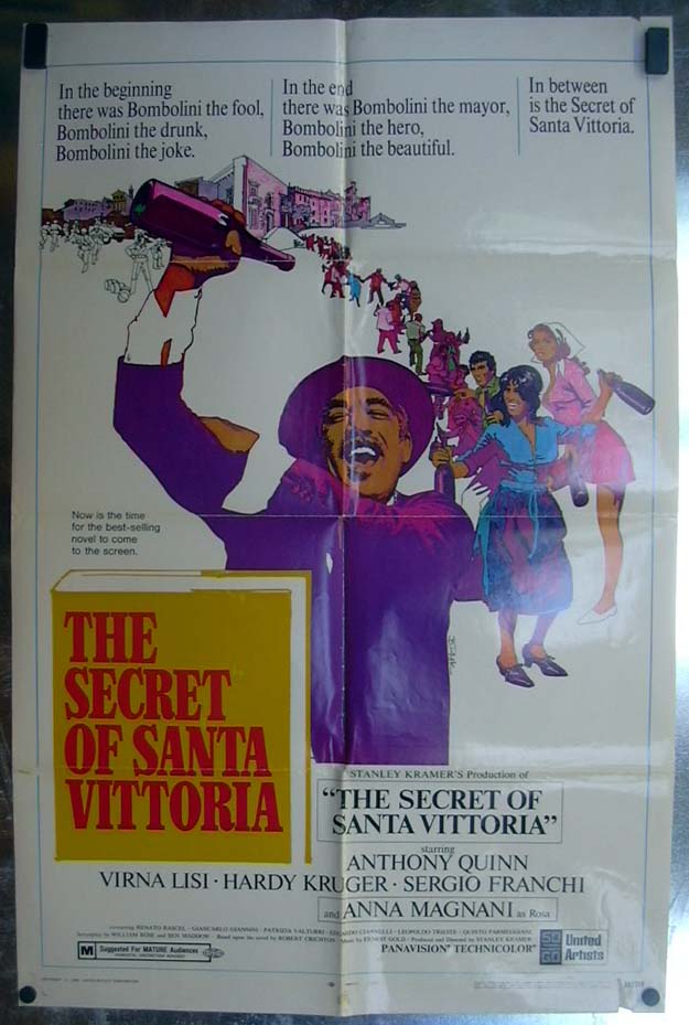 Image for The Secret of Santa Vittoria 1969 one-sheet movie poster Anthony Quinn
