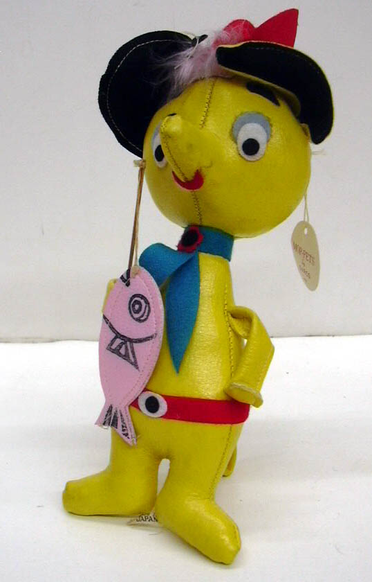 Image for Sarco Mop-Pets yellow animal fisherman ca 1950s w/ original tag