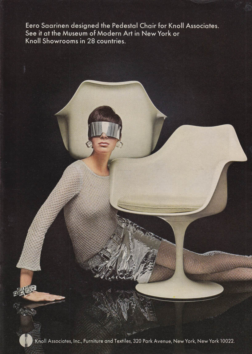 Image for Eero Saarinen designed the Pedestal Chair for Knoll Associates ad 1968 NY