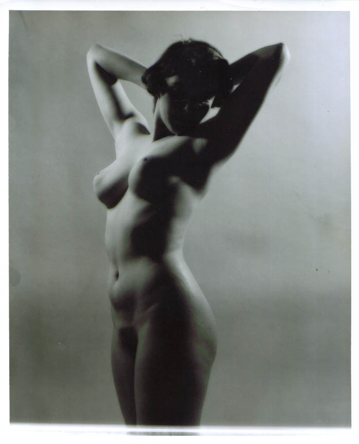 Image for Nude arms behind head 3/4 front pose vintage 8x10 1950s