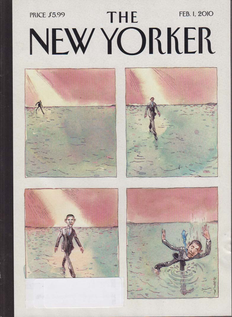 Image for New Yorker cover Barry Blitt Barack Obama walks on water; goes under 2/1 2010