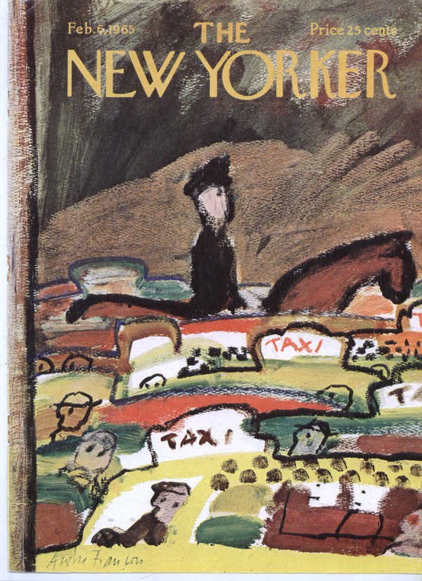 Image for New Yorker cover Franois horseback cop taxis 2/6 1965