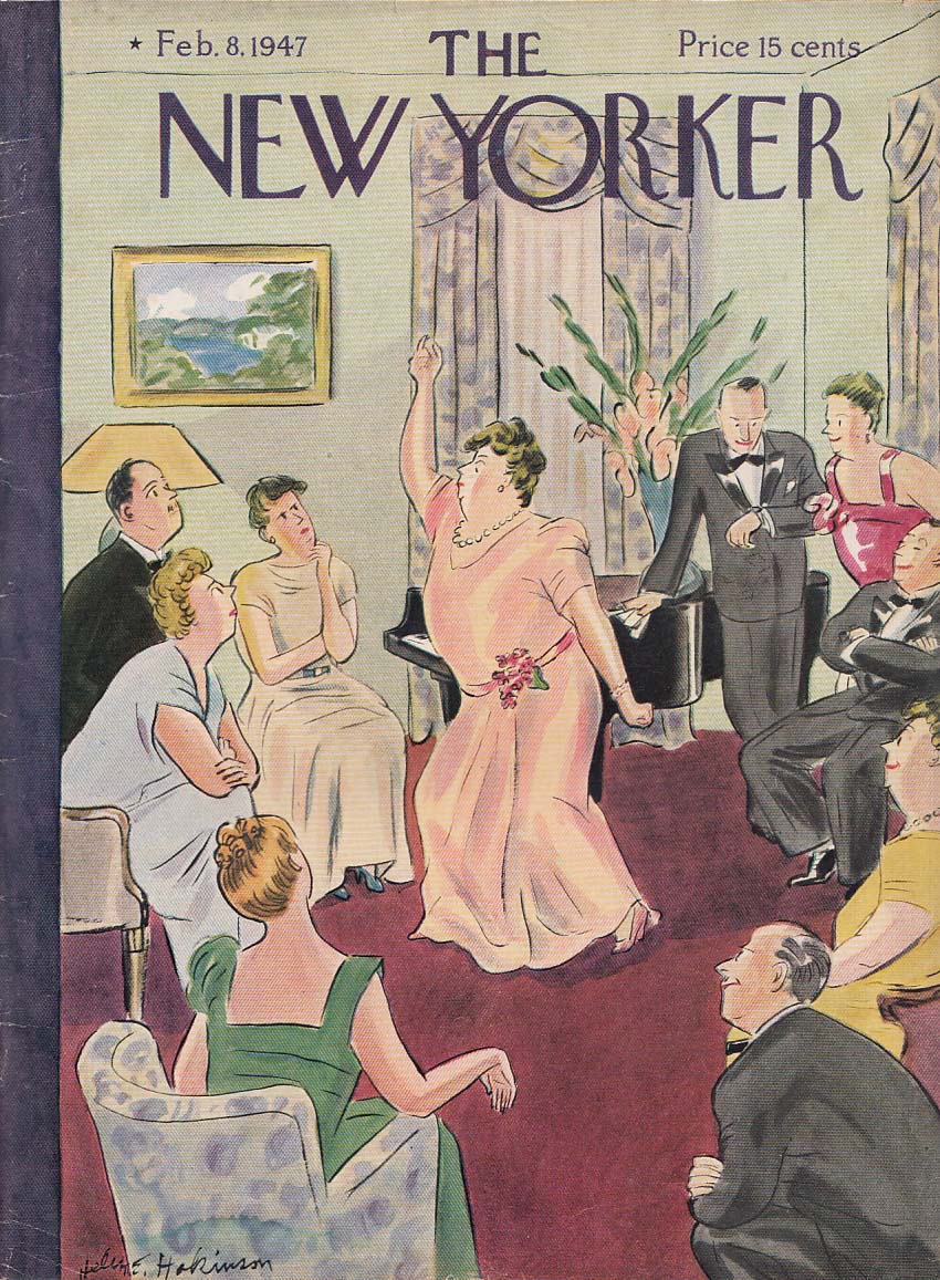 Image for New Yorker cover Hokinson matron declaiming 2/8 1947