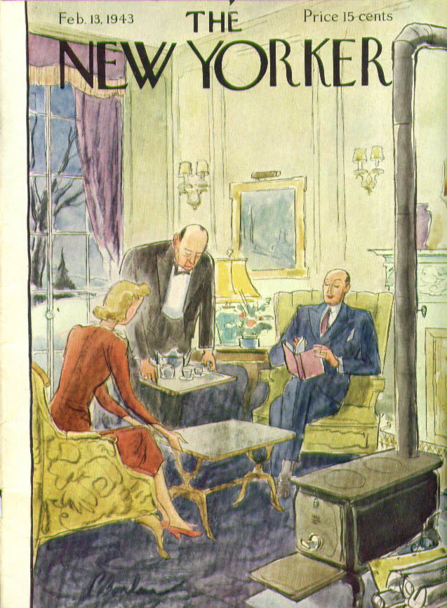 Image for New Yorker cover Barlow butler serves tea 2/13 1943