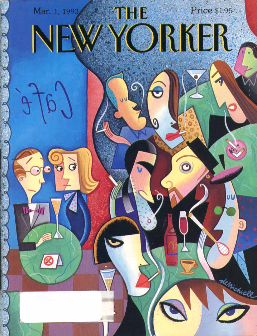 Image for New Yorker cover Michielli Cubist café scene 3/1 1993
