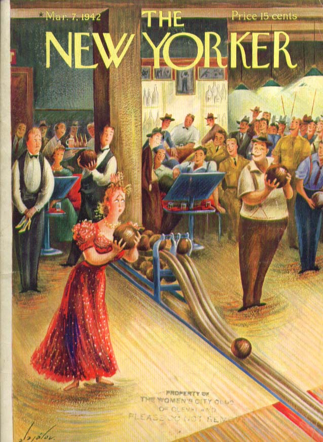 Image for New Yorker cover Alajalov formal lady bowler 3/7 1942