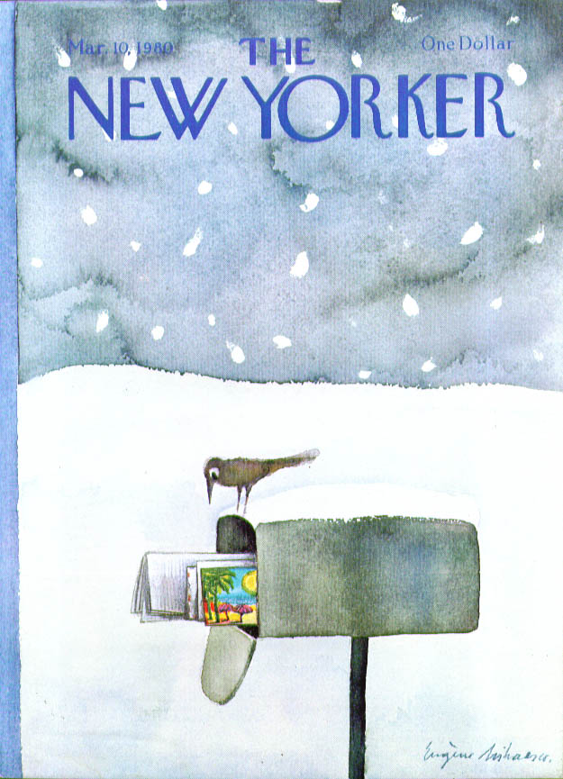 Image for New Yorker cover Mihaesco bird sees mail 3/10 1980