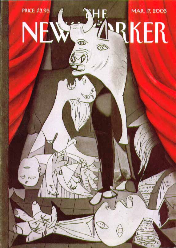 Image for New Yorker cover Harry Bliss imitates Picasso cubism 3/17 2003