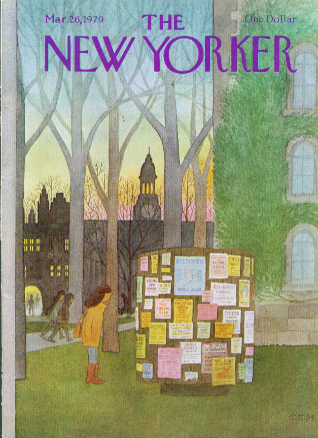 Image for New Yorker cover Martin college campus kiosk 3/26 1979