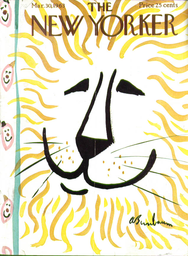 Image for New Yorker cover Birnbaum circus lion clowns 3/30 1963