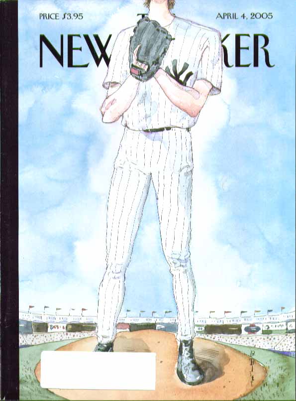 Image for New Yorker cover Barry Blitt the biggest New York Yankee pitcher ever 4/4/ 2005