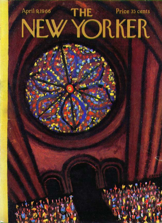 Image for New Yorker cover Kraus stained glass rosette 4/9 1966