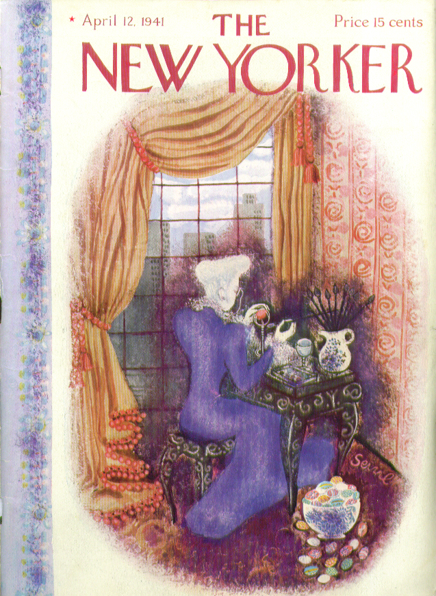 Image for New Yorker cover Bolasni dowager decorates Easter egg 4/12 1941