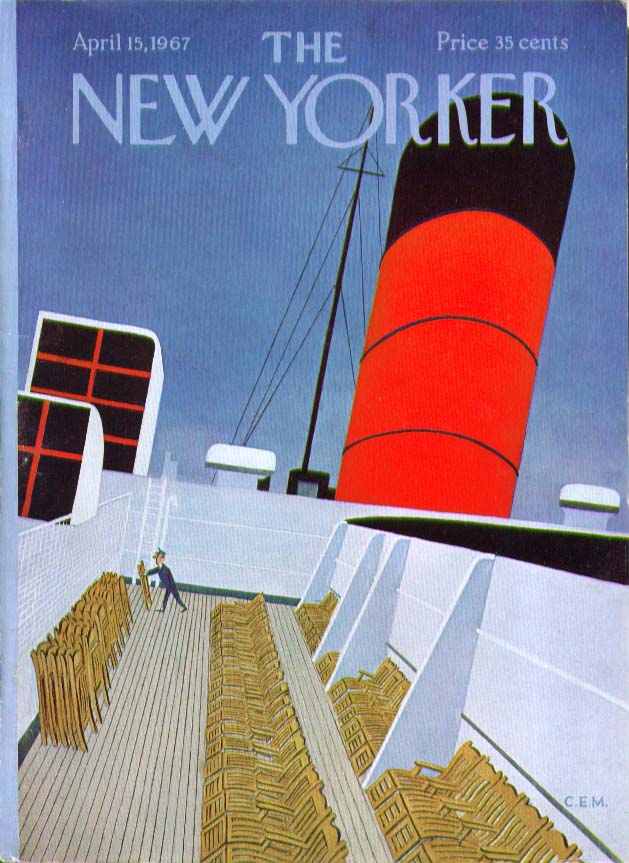 Image for New Yorker cover Martin heaving ocean liner 4/15 1967