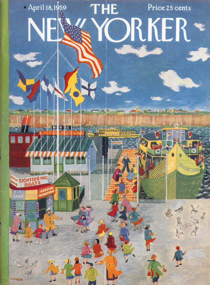 Image for New Yorker cover Karasz schoolgirls trip 4/18 1959