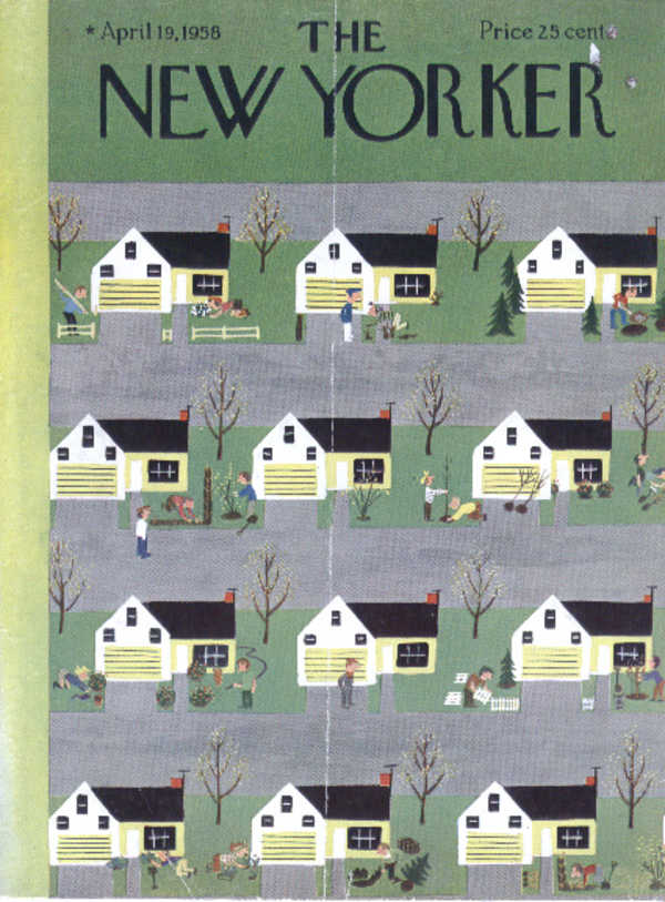 Image for New Yorker cover Martin suburbanites 4/19 1958