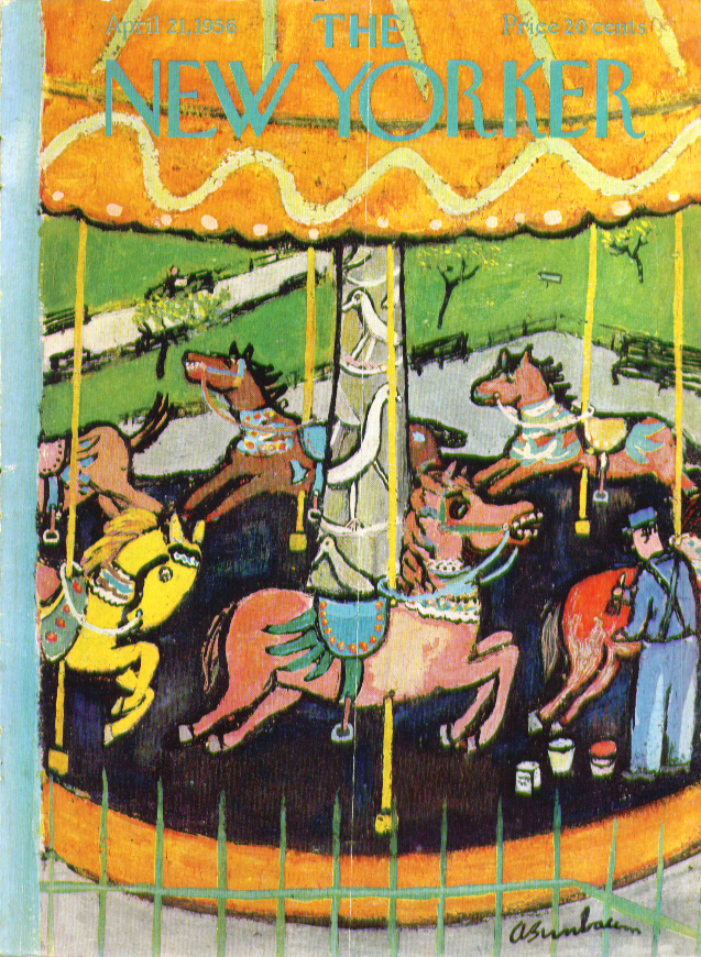 Image for New Yorker cover Birnbaum repainting carousel 4/21 1956