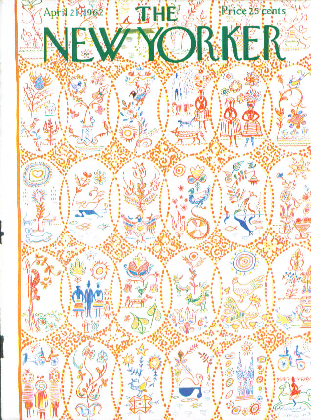 Image for New Yorker cover Kovarsky springtime sewing 4/21 1962