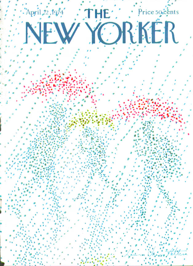 Image for New Yorker cover Allen pointillist umbrella 4/22 1974