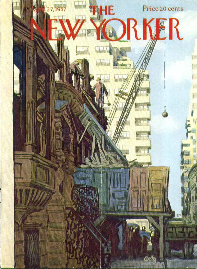 Image for New Yorker cover Getz wrecking ball townhouse 4/27 1957