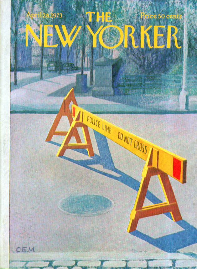 Image for New Yorker cover Martin police sawhorse 4/28 1973