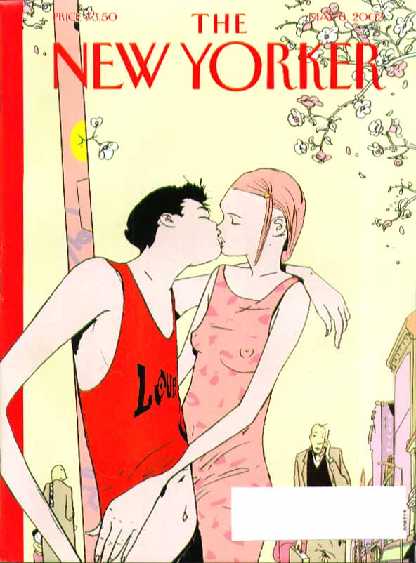 Image for New Yorker cover Istvan Banyai young girl & boy kiss on street 5/6 2002
