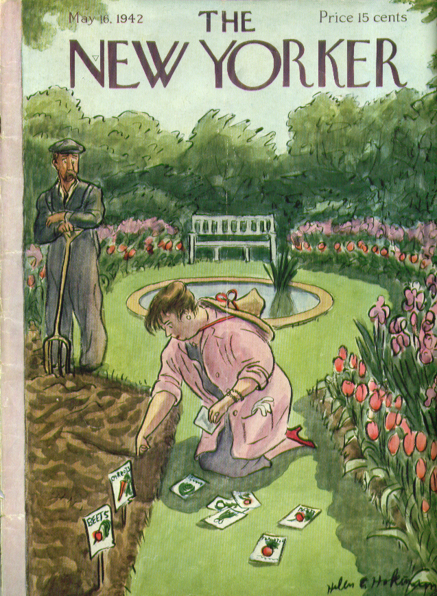 Image for New Yorker cover Hokinson planting vegetables 5/16 1942