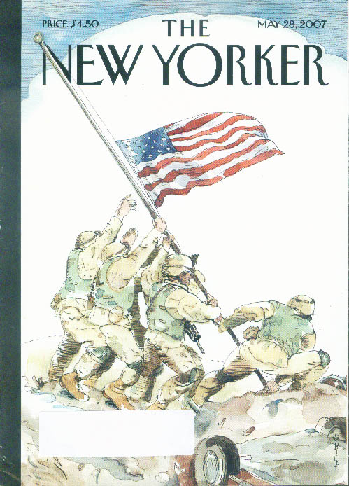 Image for New Yorker cover Barry Blitt raising flag at half-staff in Iraq 5/28 2007