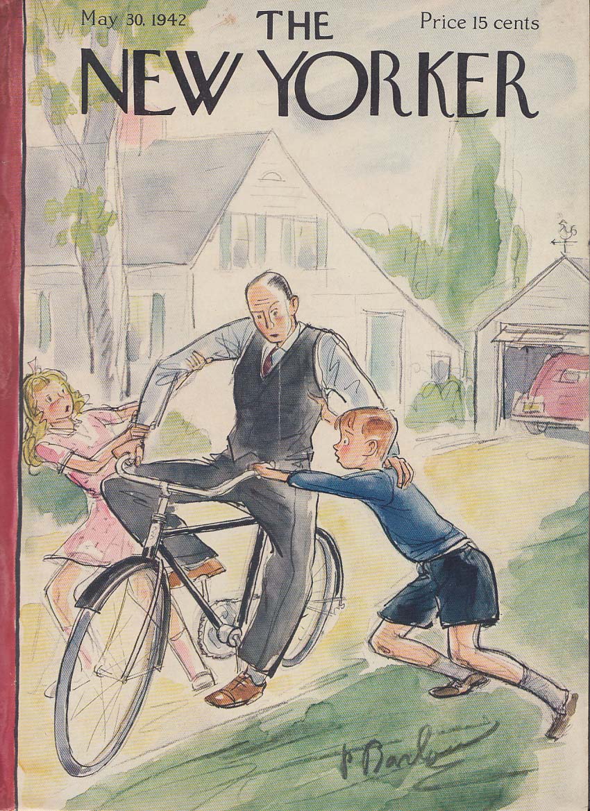 Image for New Yorker cover Barlow man vest tie bicycle 5/30 1942