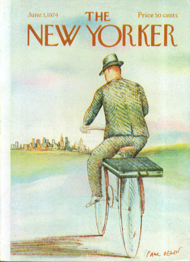 Image for New Yorker cover Degen businessman on bicycle 6/3 1974