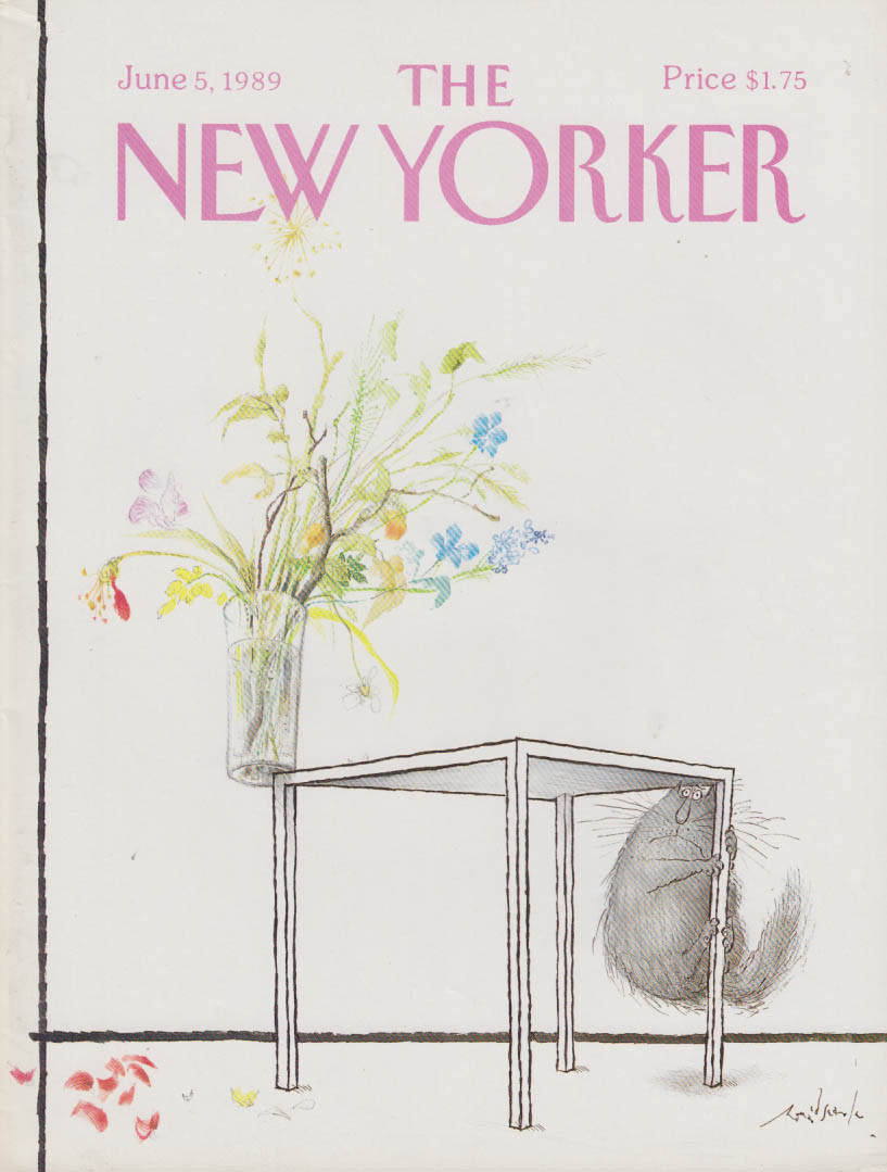 Image for New Yorker cover Searle cat climbing table 6/5 1989
