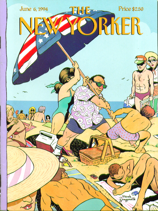 Image for New Yorker cover Zingarelli Iwo Jima beach umbrella 6/6 1994