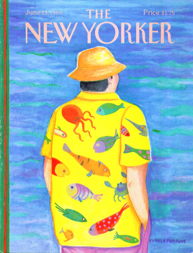Image for New Yorker cover Paparone fish motif shirt 6/13 1988