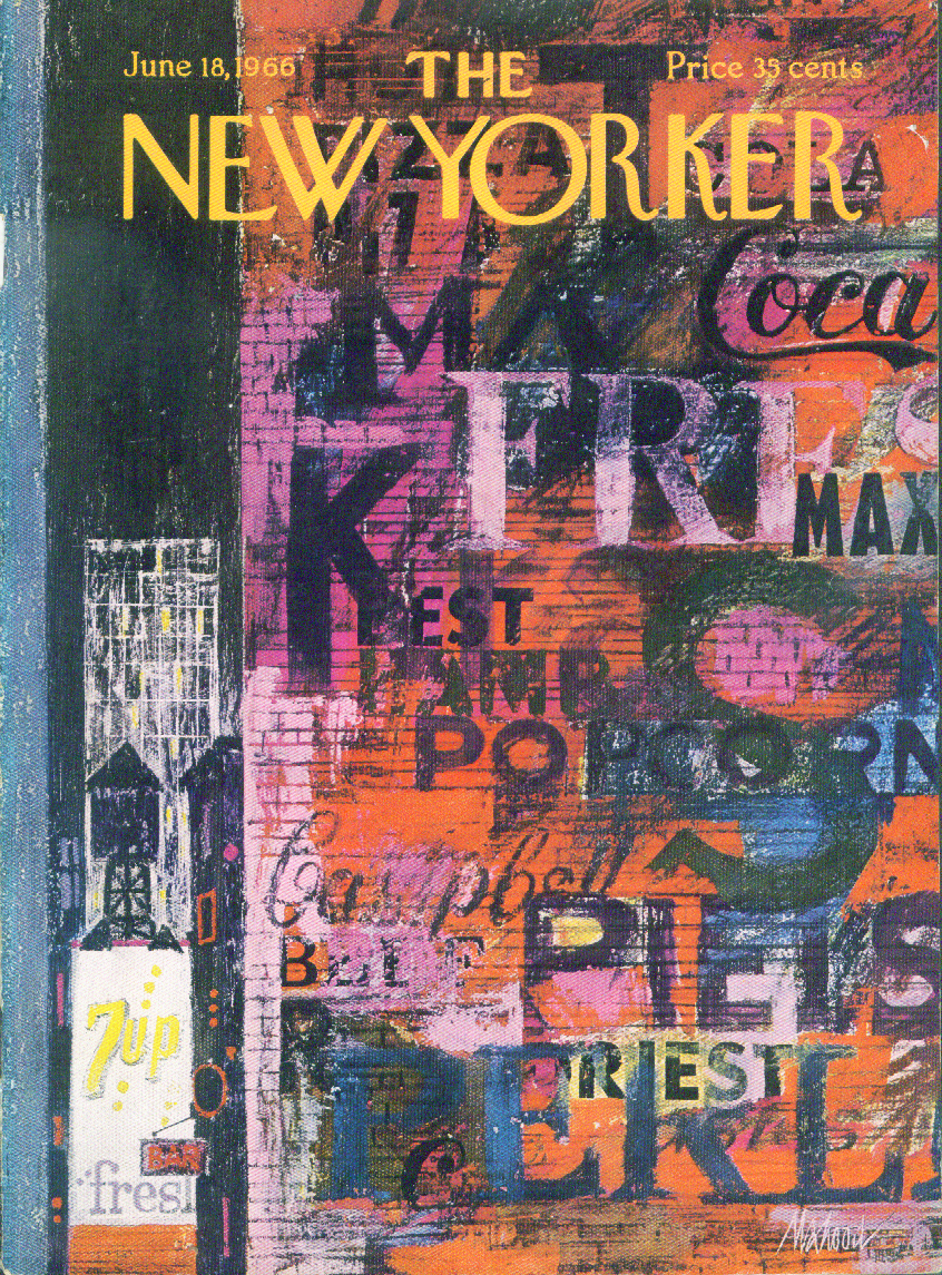 Image for New Yorker cover Mahood layers of signs 6/18 1966
