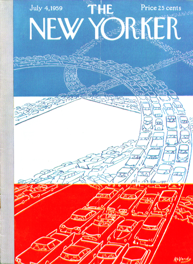 Image for New Yorker cover Kovarsky 4th of July traffic jam 7/4 1959