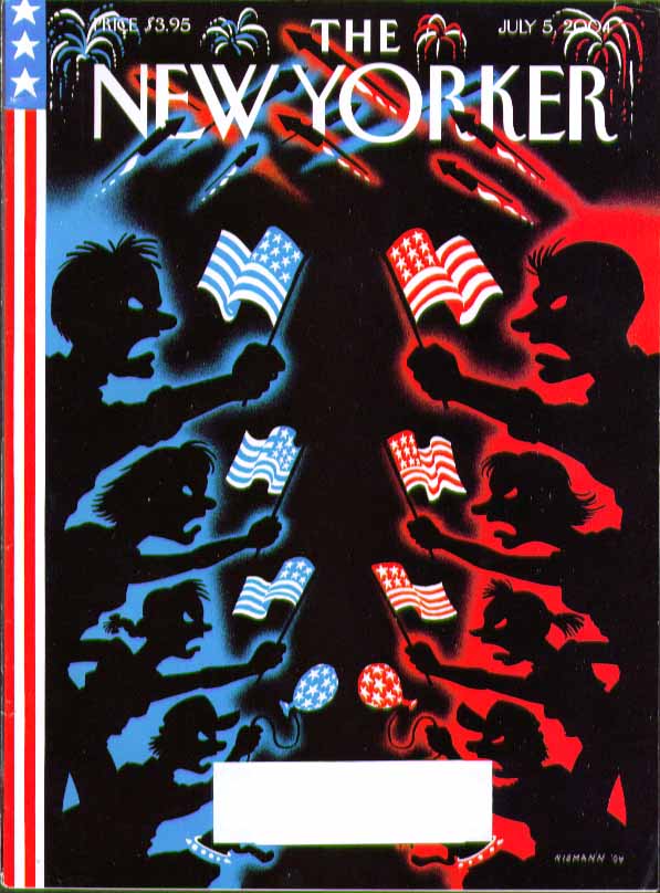 Image for New Yorker cover Niemann blue state vs red state flag wavers 7/5 2004