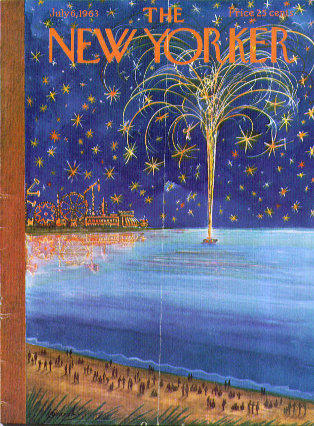 Image for New Yorker cover Kovarsky fireworks Coney Island 7/6 1963