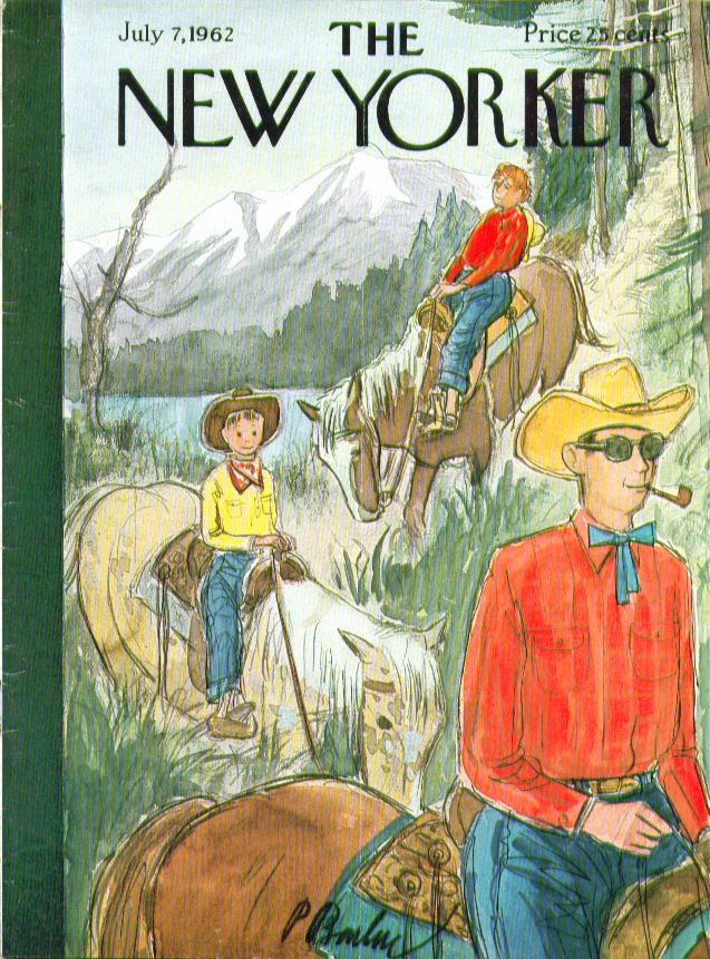 Image for New Yorker cover Barlow family riding trails 7/7 1962