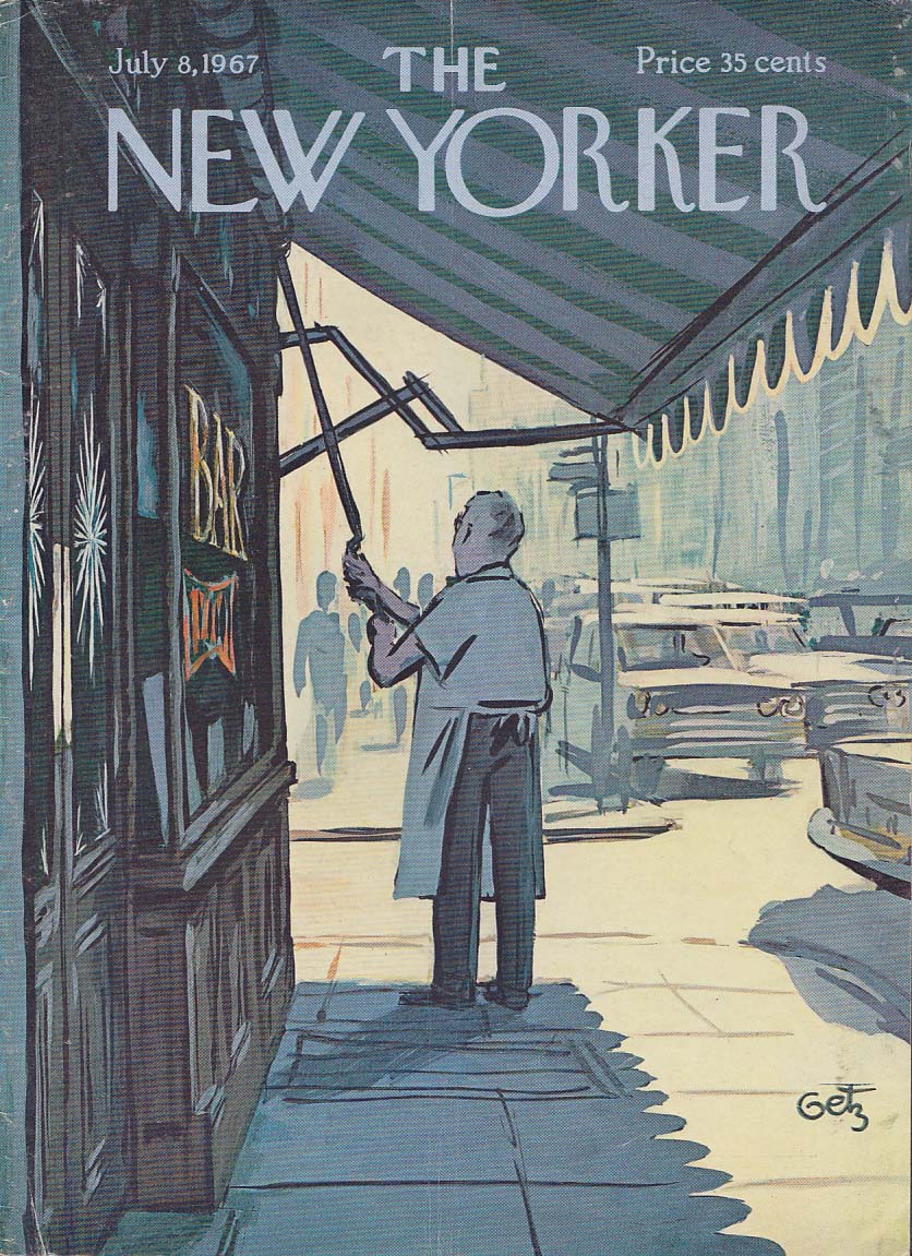 Image for New Yorker cover Getz opening city bar awning 7/8 1967