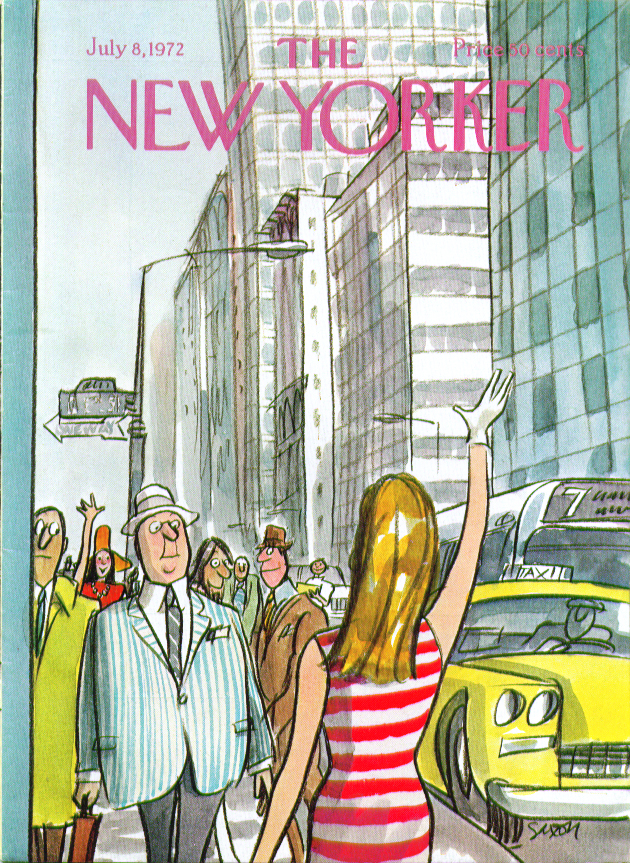 Image for New Yorker cover Saxon girl waves men ogle 7/8 1972