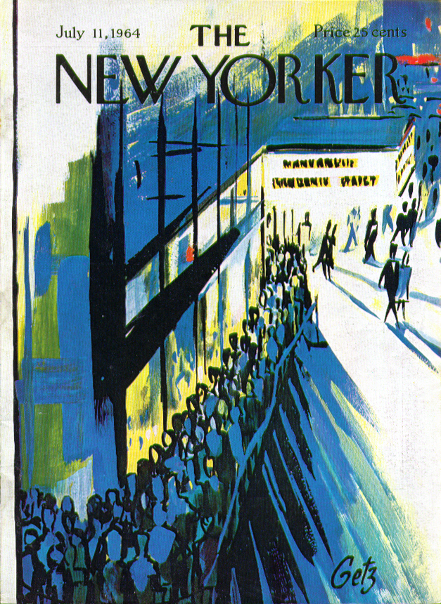 Image for New Yorker cover Getz Queued up for movies 7/11 1964