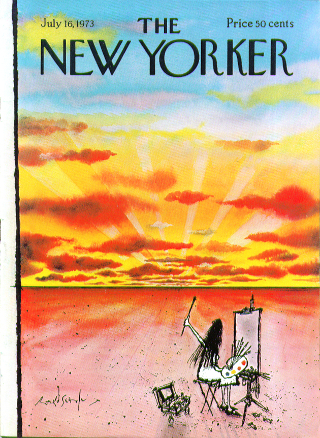 Image for New Yorker cover Searle artist paints sunset 7/16 1973