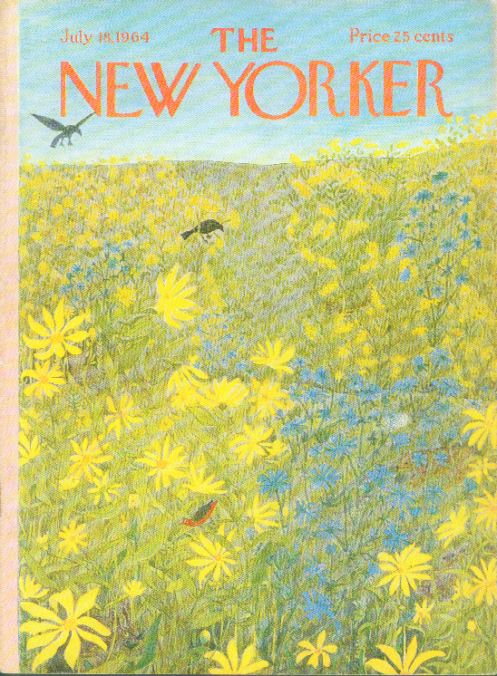 Image for New Yorker cover Karasz birds animals flowers 7/18 1964