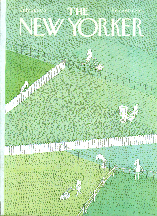 Image for New Yorker cover Blechman grass is greener 7/21 1975